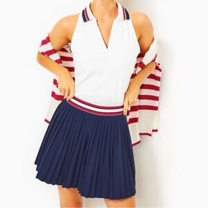 Navy Pleated Skirt